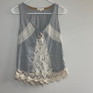 Taylor & Sage Gray and Cream Lace Tank Top 5